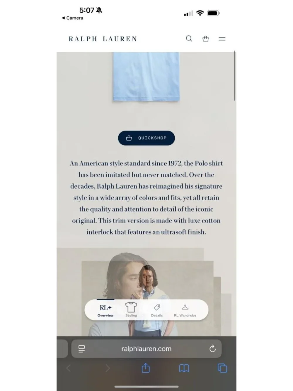 Polo Ralph Lauren Men's Polo Custom Slim Fit Light Blue Pony Logo XL Preppy - Picture 9 of 9